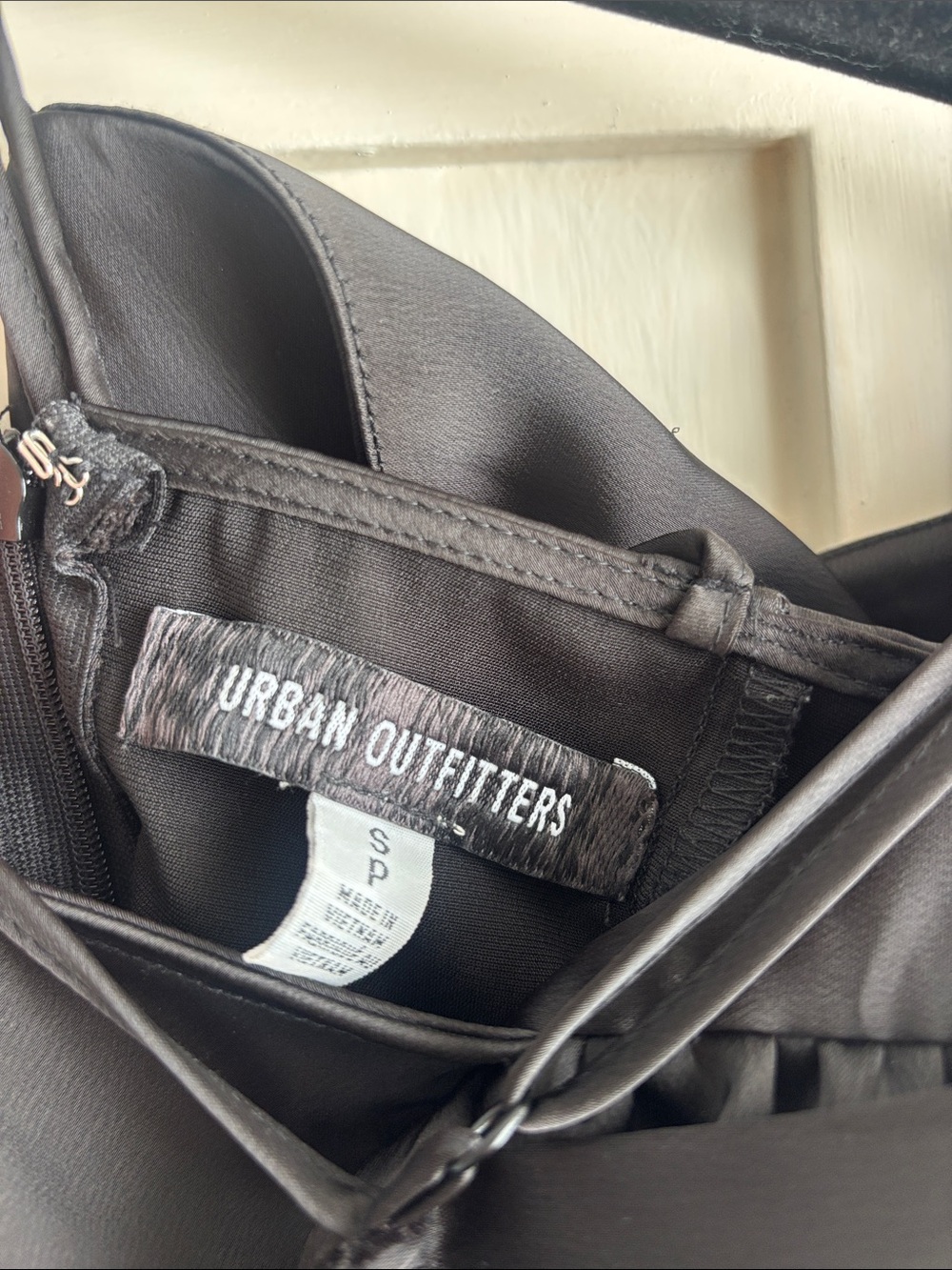 Urban Outfitters Black Satin Slip Dress with Spaghetti Straps - Picture 4 of 4